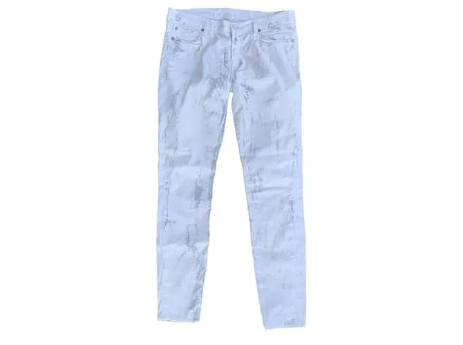 7 For All Mankind Pantalones, polainas Blanco 