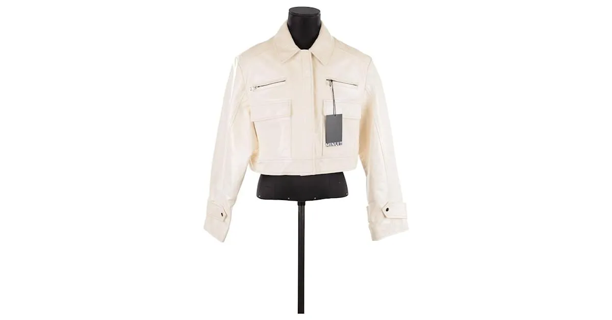 Autre Marque Chaqueta de cuero corta Blanco 