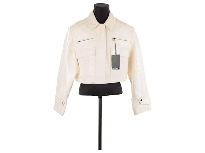 Autre Marque Chaqueta de cuero corta Blanco 