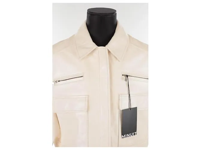 Autre Marque Chaqueta de cuero corta Blanco 