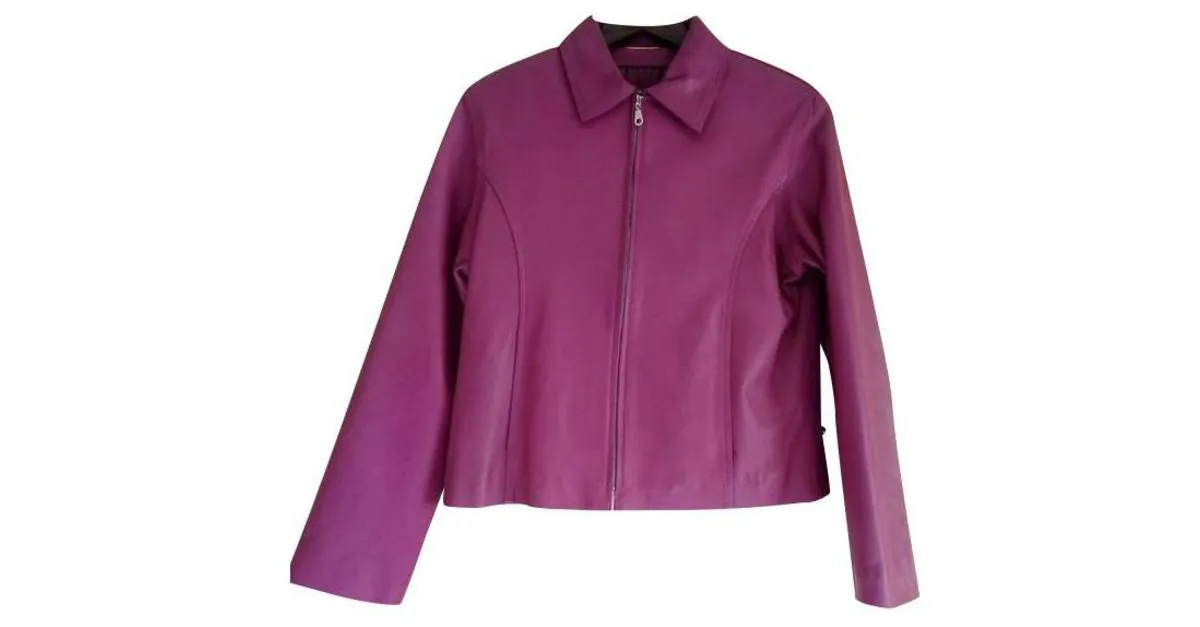 Autre Marque Chaqueta de cuero morada para mujer Púrpura 