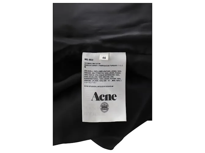 Autre Marque Chaqueta motera ligera Acne Studios en piel de cordero negra y ante Negro 