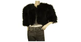 Autre Marque Vera Mont Genuine Feathers Black Short Bolero Jacket Chaqueta de noche tamaño 44 Negro 