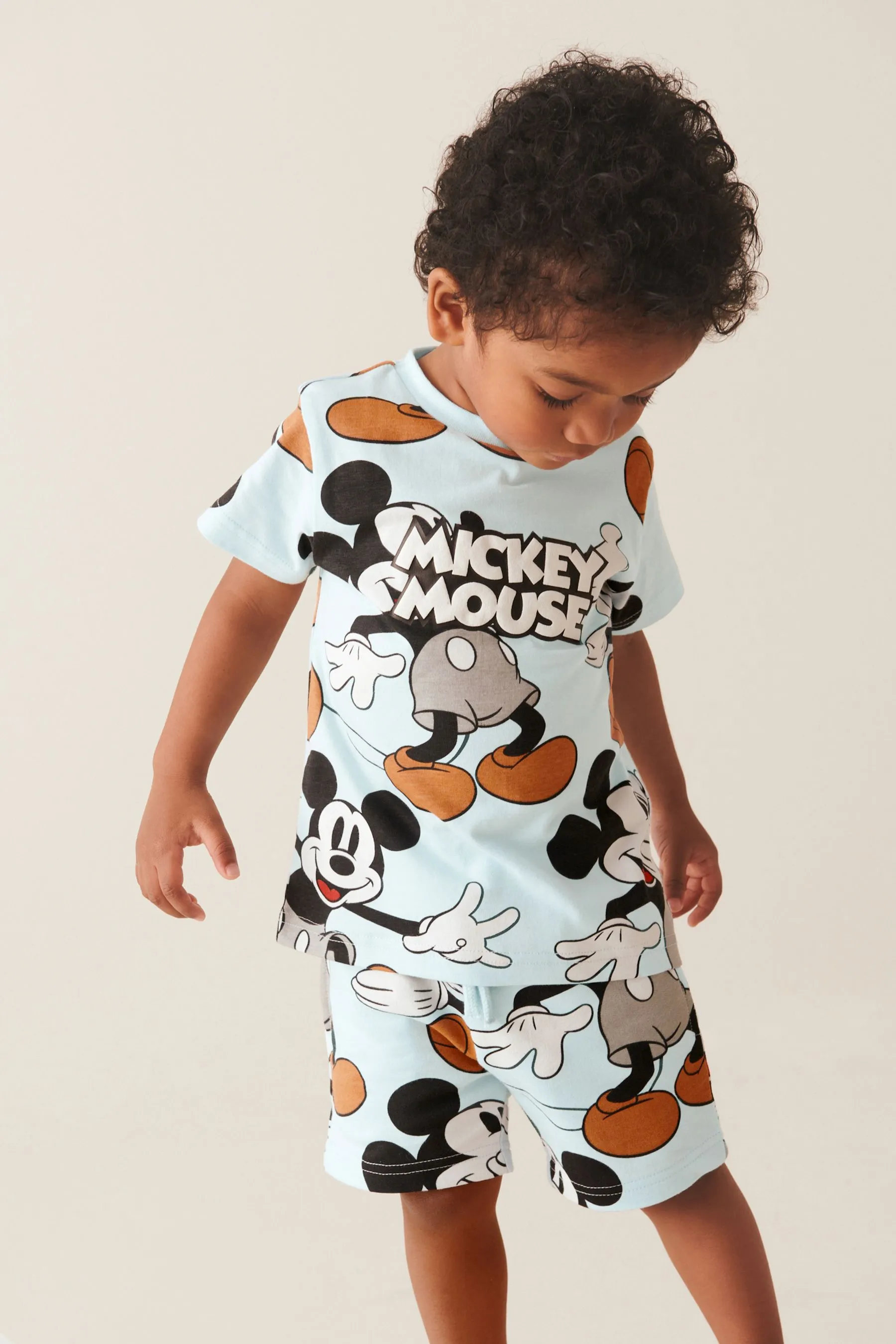 Azul - Conjunto de Mickey con camiseta de manga corta y pantalones cortos (3 meses-8 años)