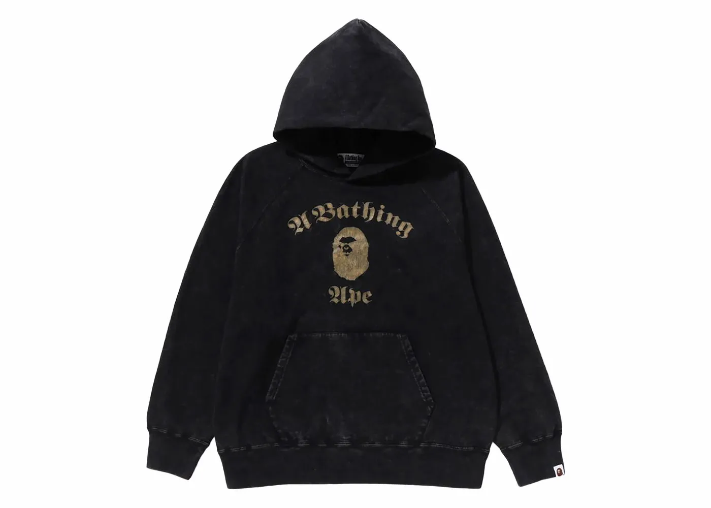 BAPE BAPE A Bathing Ape Overdye Pullover Relaxed Fit Hoodie Black