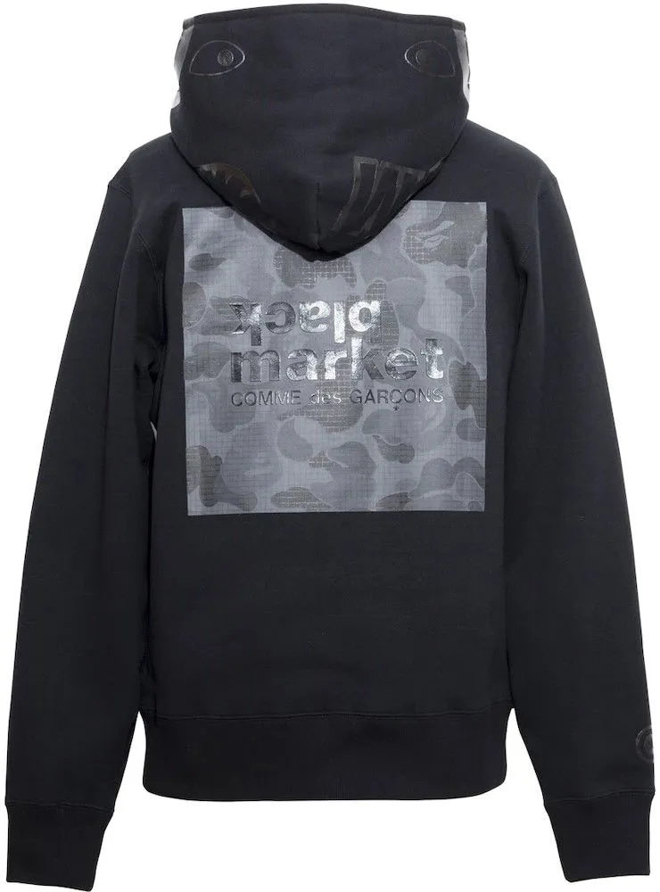 BAPE Bape x CDG Black Market Shark Pullover Hoodie Black