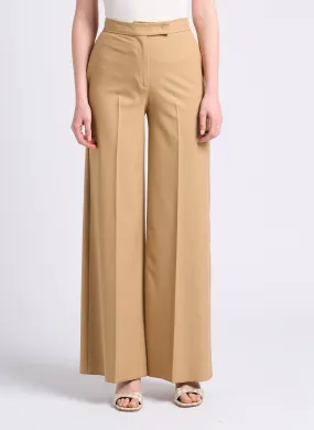 CARONTE - Pantalón de talle alto con pinzas y bordes sin rematar en beige