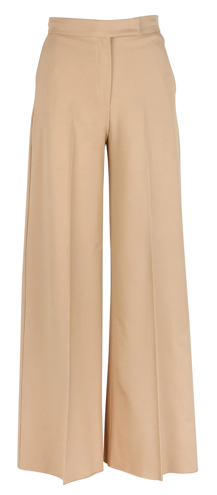 CARONTE - Pantalón de talle alto con pinzas y bordes sin rematar en beige