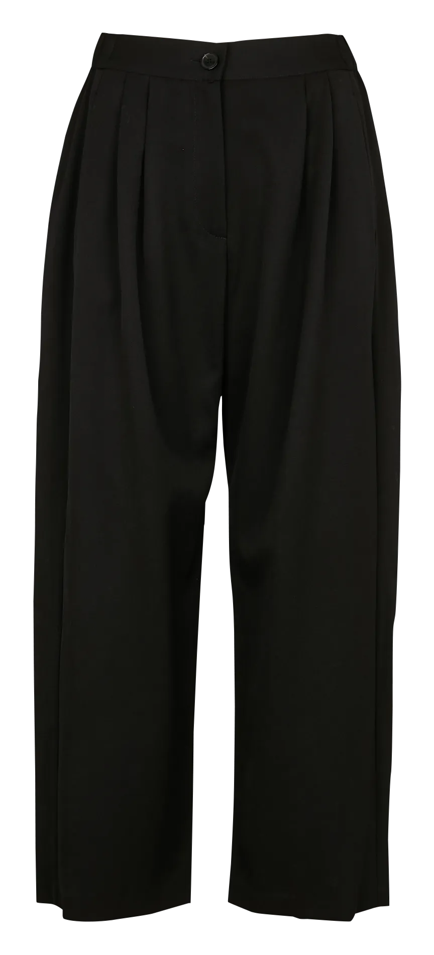 CEDAR - Pantalón ancho de lana con talle alto en negro