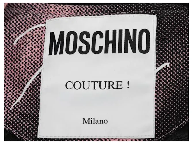 Chaqueta bomber de nailon con estampado gráfico Moschino Couture rosa y negro Talla US 8 