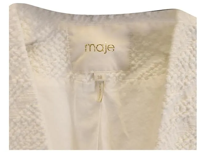 Chaqueta texturizada corta Maje en algodón blanco Crudo 