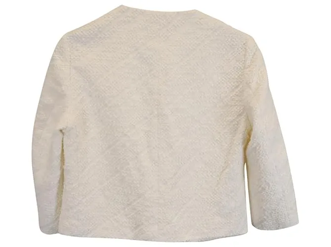 Chaqueta texturizada corta Maje en algodón blanco Crudo 