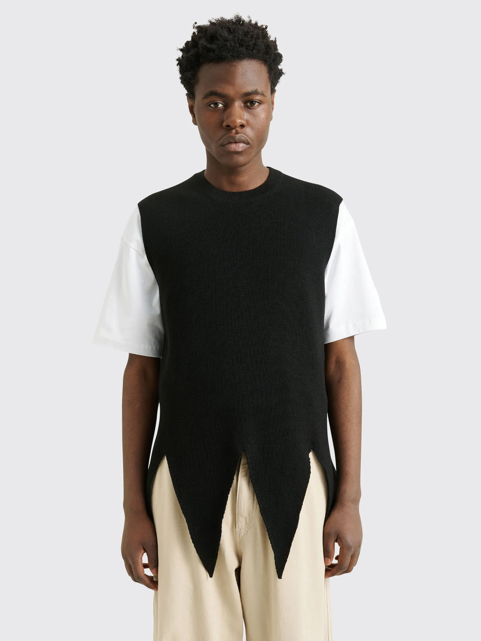 Comme des Garçons Homme Plus Asymmetrical Knitted Pullover Vest Black