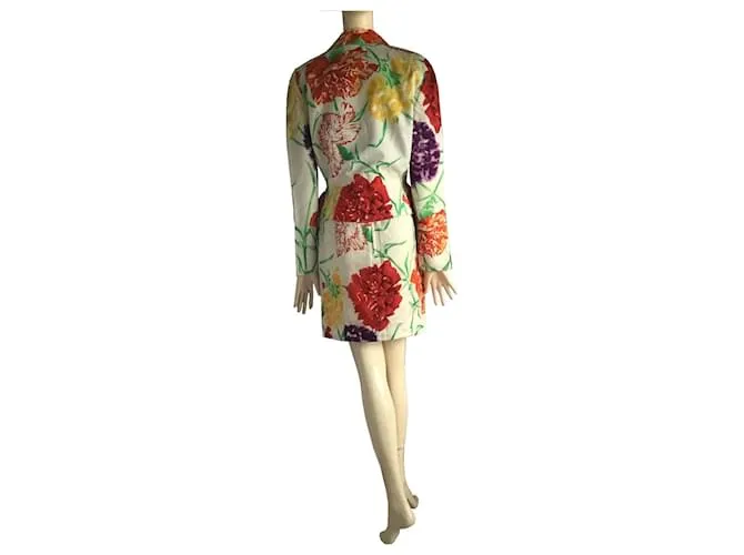 Conjunto de vestido y chaqueta ajustada con flores pintadas de Thierry Mugler Multicolor 