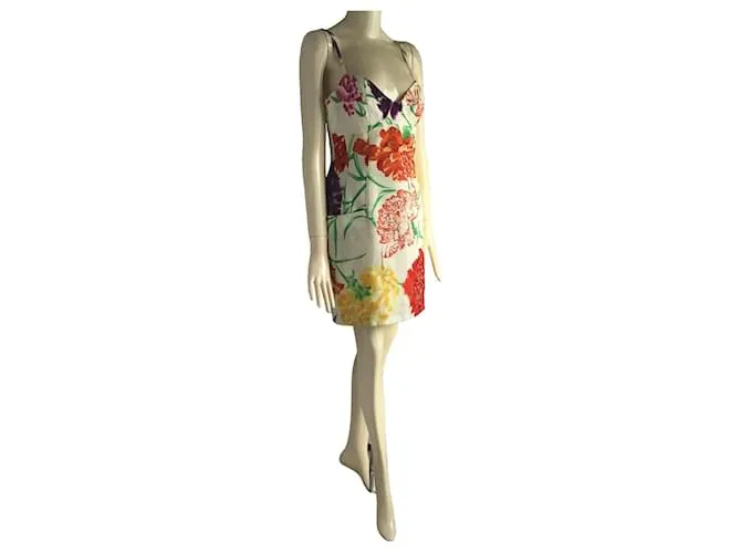 Conjunto de vestido y chaqueta ajustada con flores pintadas de Thierry Mugler Multicolor 