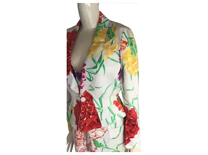 Conjunto de vestido y chaqueta ajustada con flores pintadas de Thierry Mugler Multicolor 