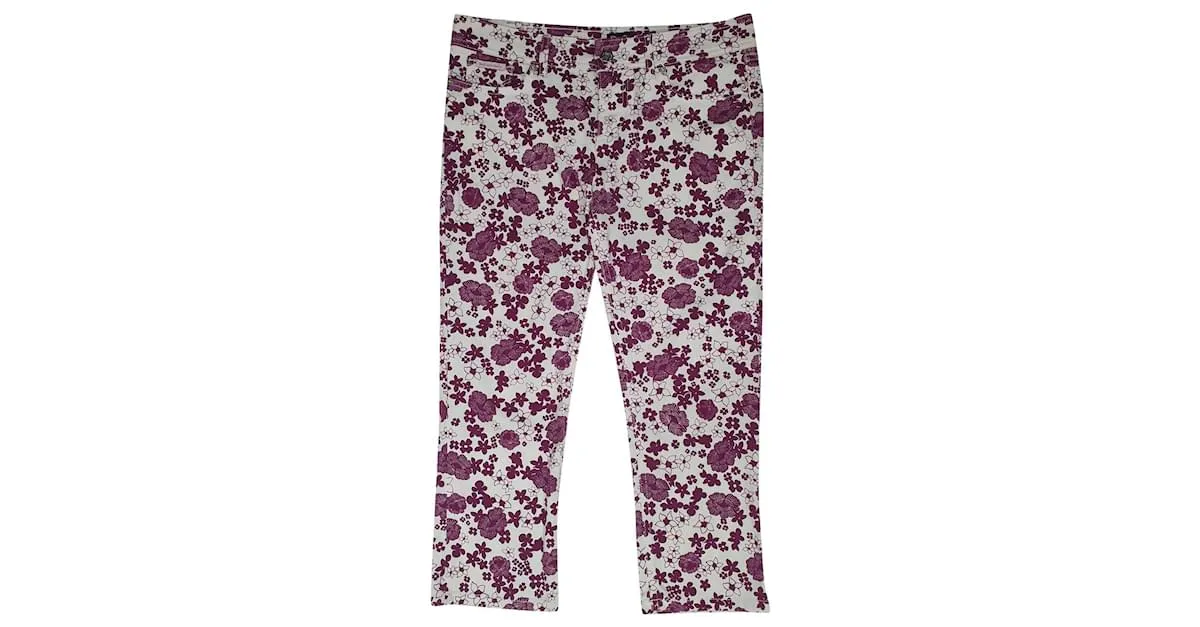 D&G Pantalones, polainas Blanco Multicolor Púrpura 