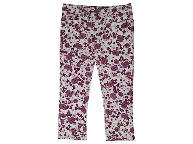 D&G Pantalones, polainas Blanco Multicolor Púrpura 