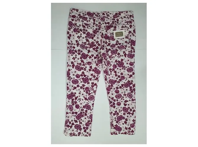 D&G Pantalones, polainas Blanco Multicolor Púrpura 