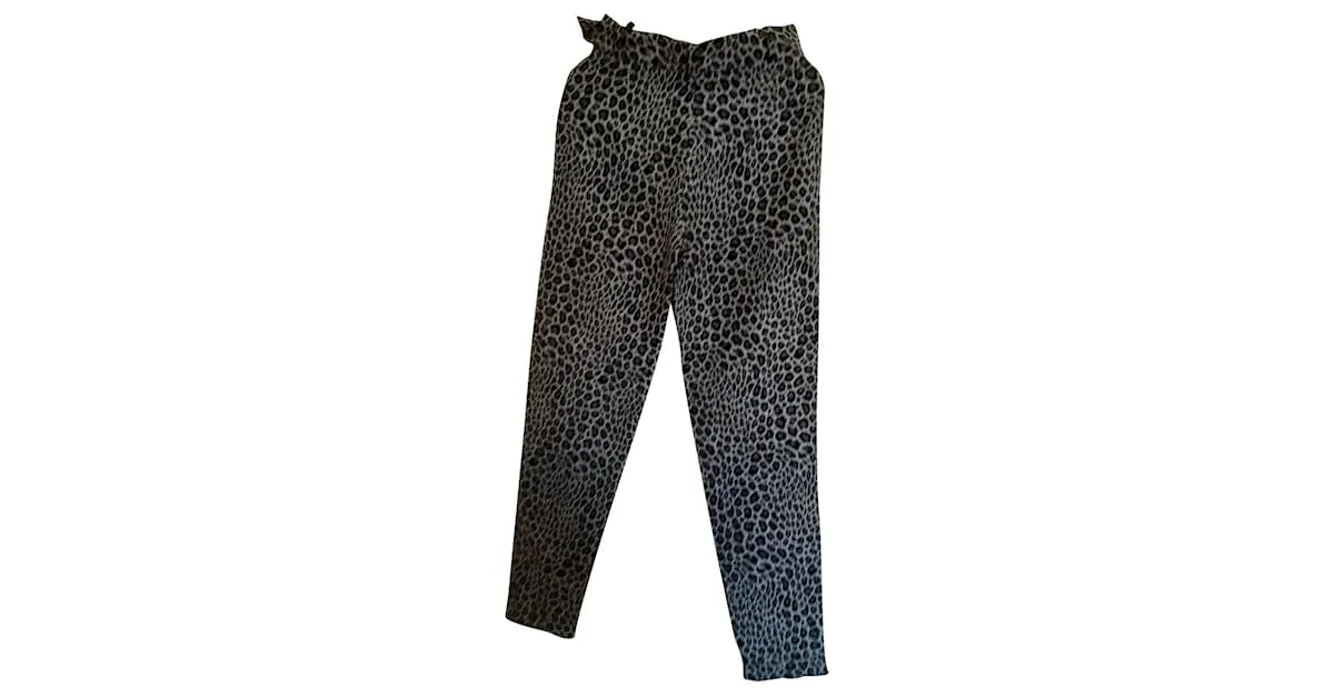 Georges Rech Pantalones, polainas Gris Estampado de leopardo 