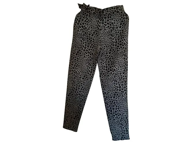 Georges Rech Pantalones, polainas Gris Estampado de leopardo 