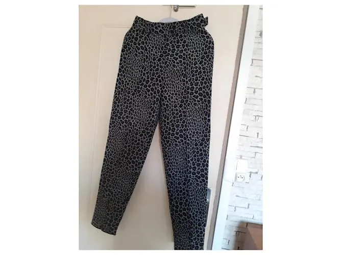 Georges Rech Pantalones, polainas Gris Estampado de leopardo 