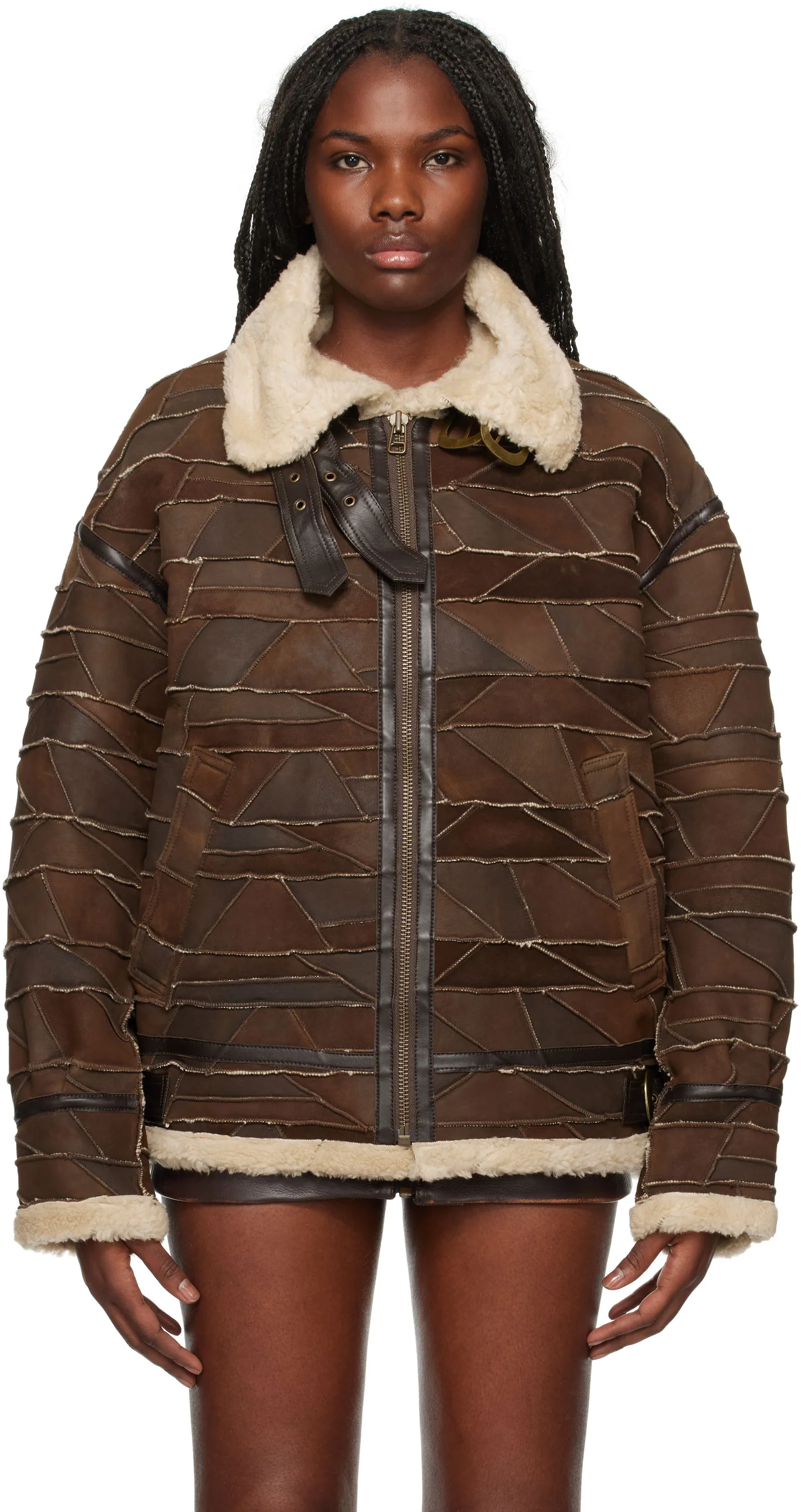 GUESS Patchwork Faux-Shearling Jacket