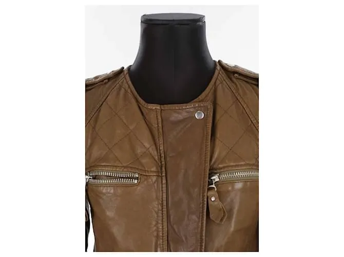 Isabel Marant Etoile Chaqueta de cuero Castaño 