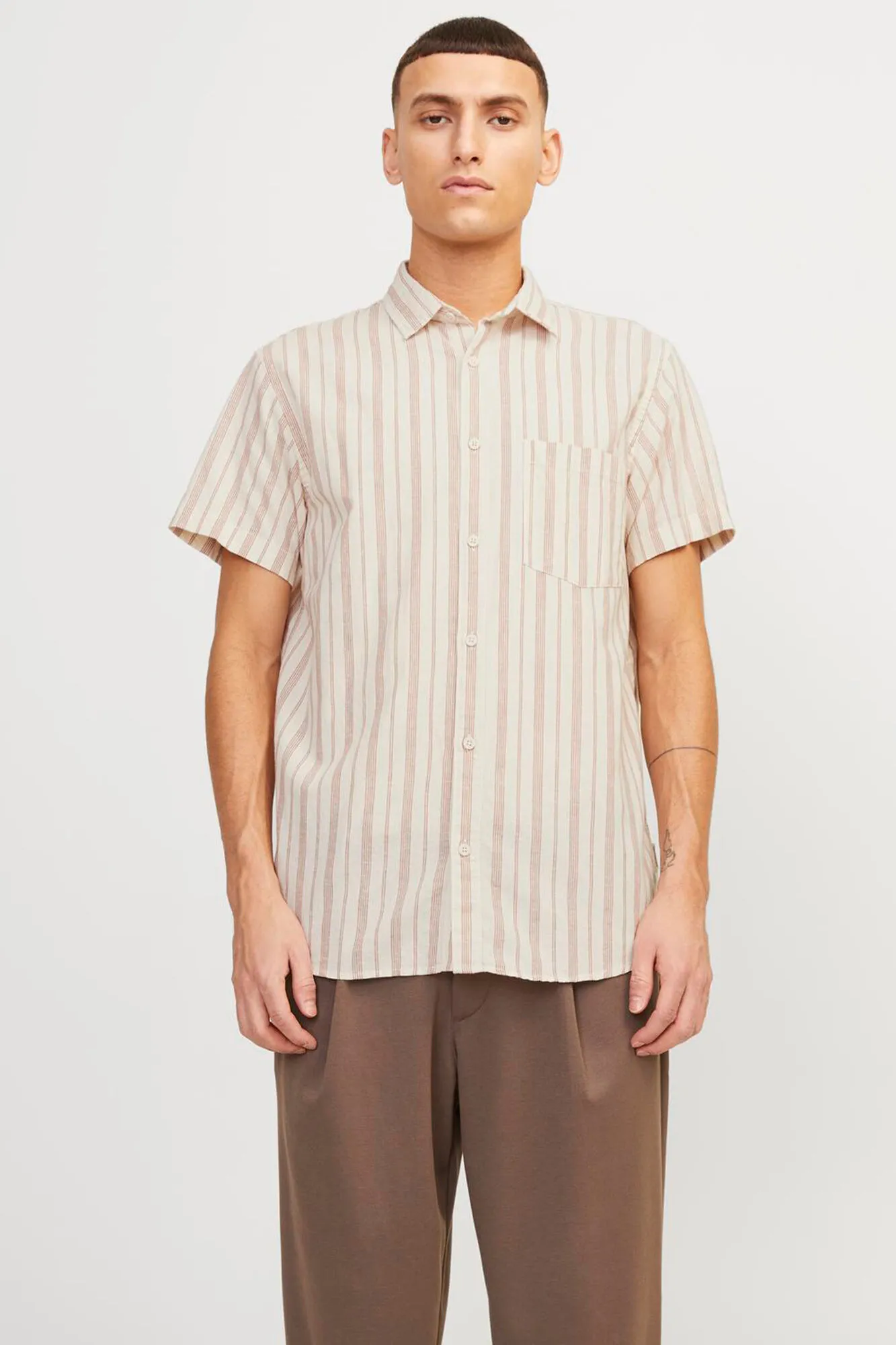 Jack & Jones Camisa lino de rayas