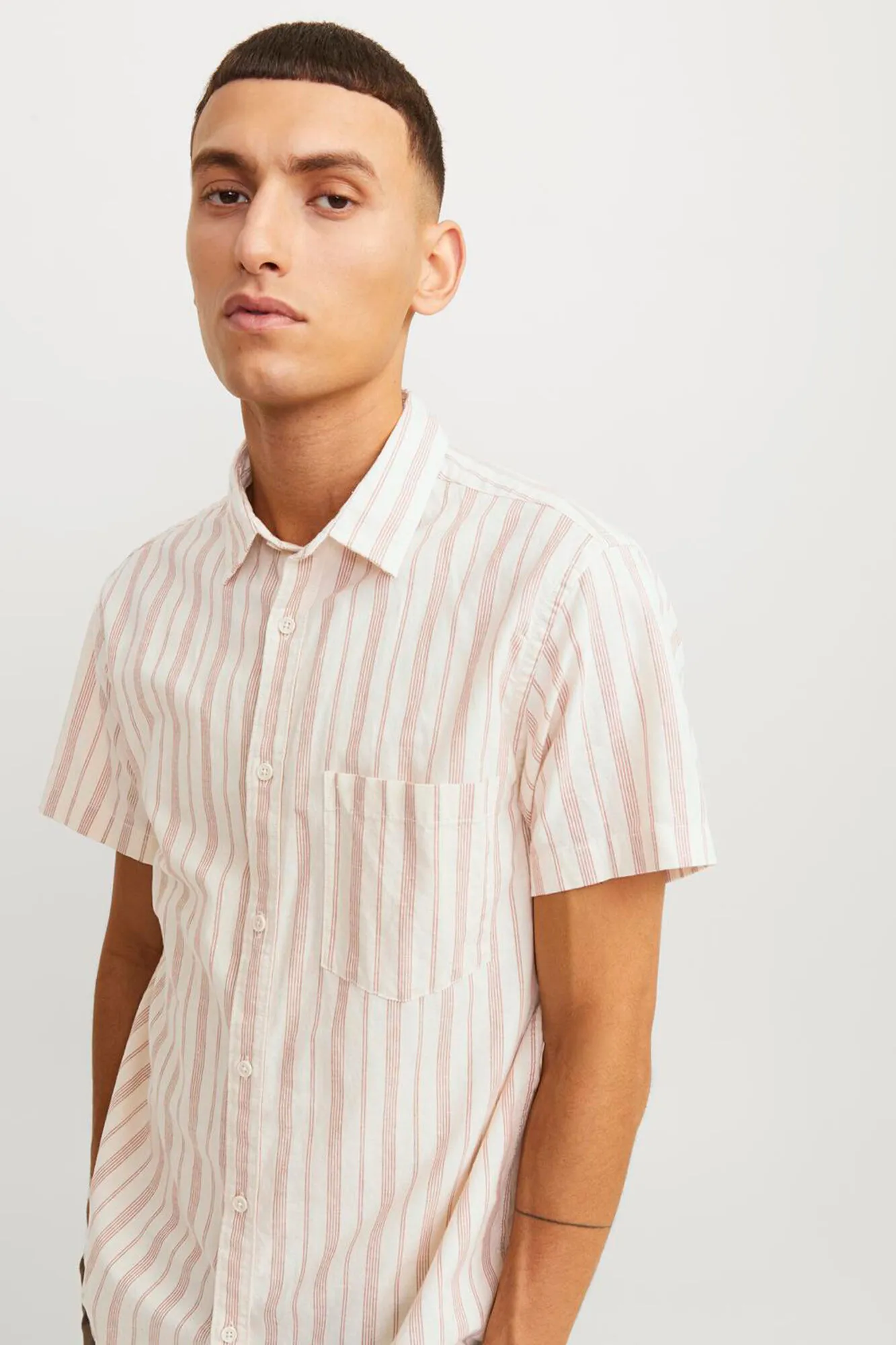 Jack & Jones Camisa lino de rayas