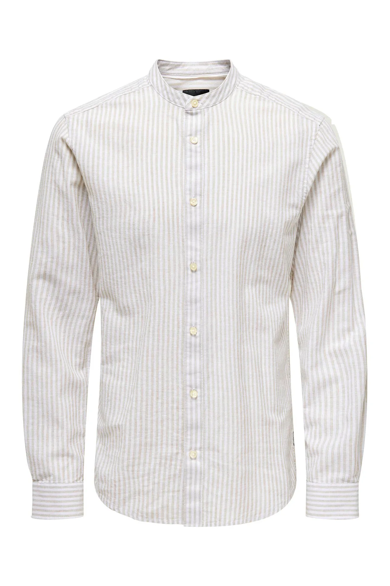 Only & Sons Camisa rayas cuello mao con lino