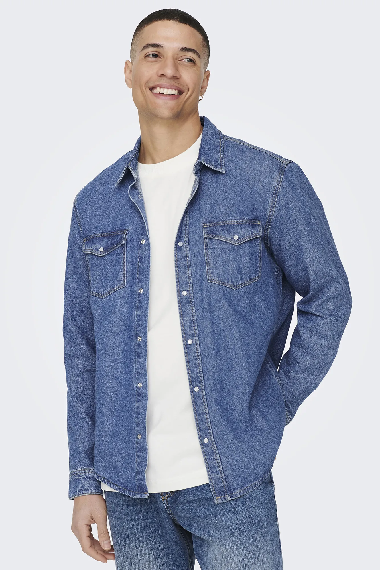 Only & Sons Camisa tejido denim