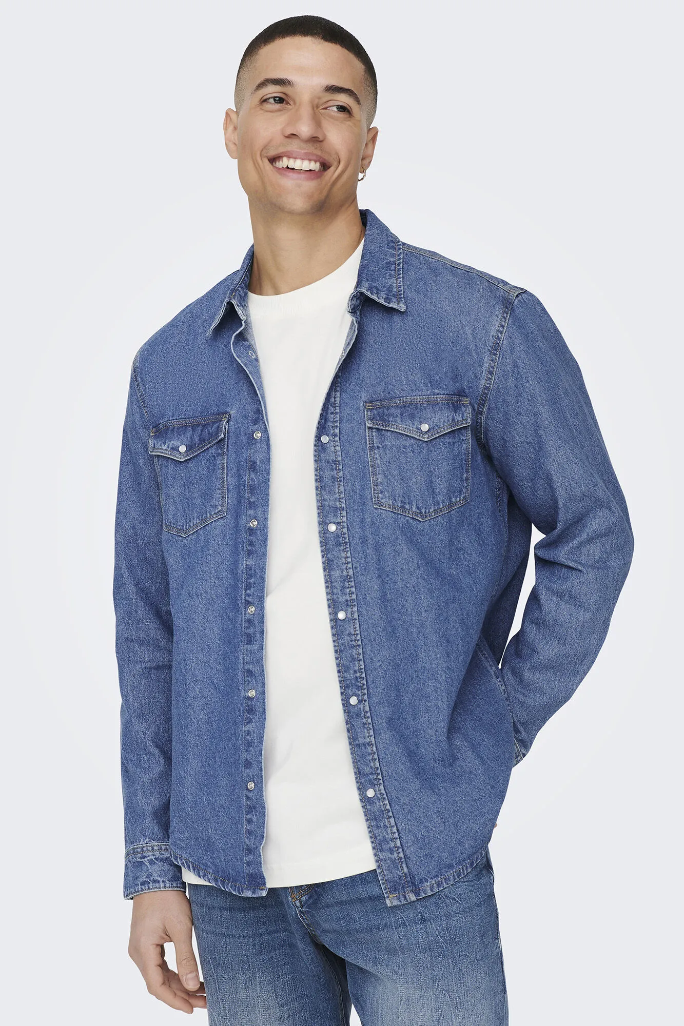 Only & Sons Camisa tejido denim