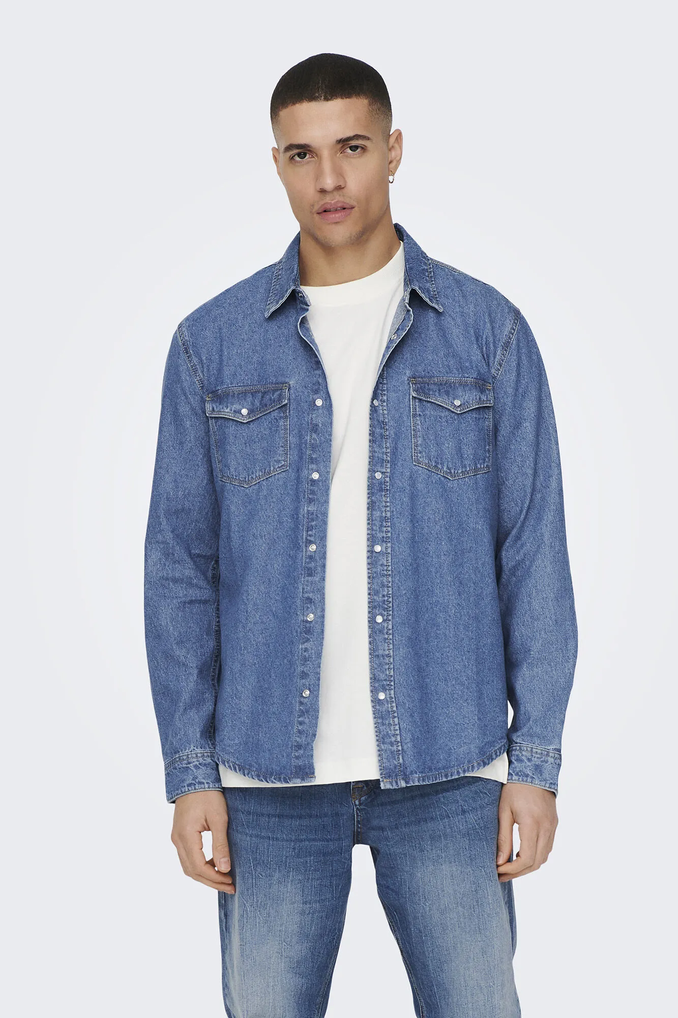 Only & Sons Camisa tejido denim