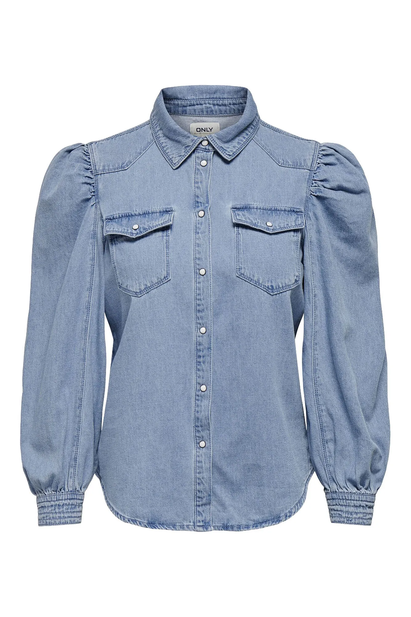 Only Camisa denim de manga larga abullonada