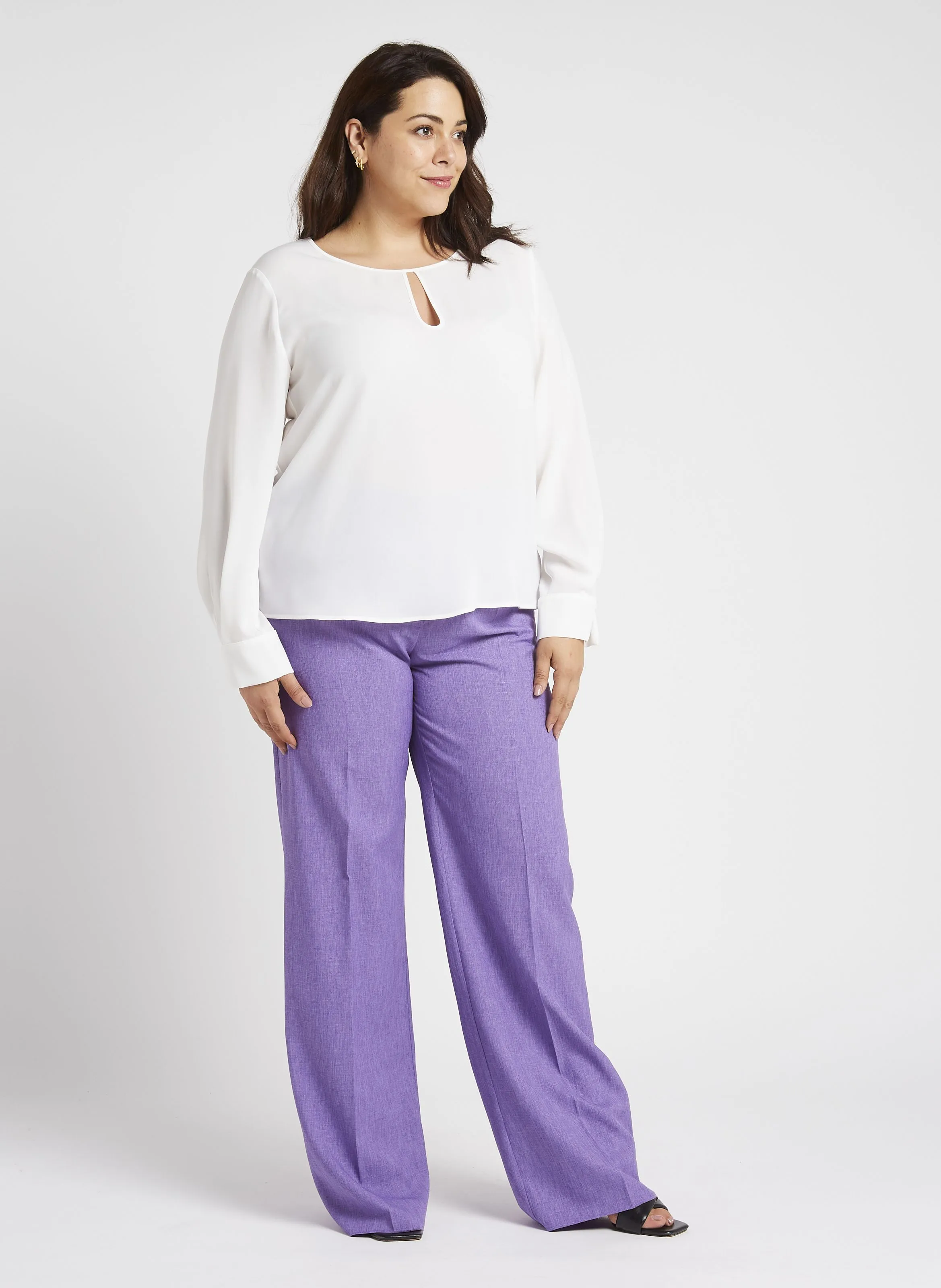 PALATO - Pantalón holgado de talle alto en violeta