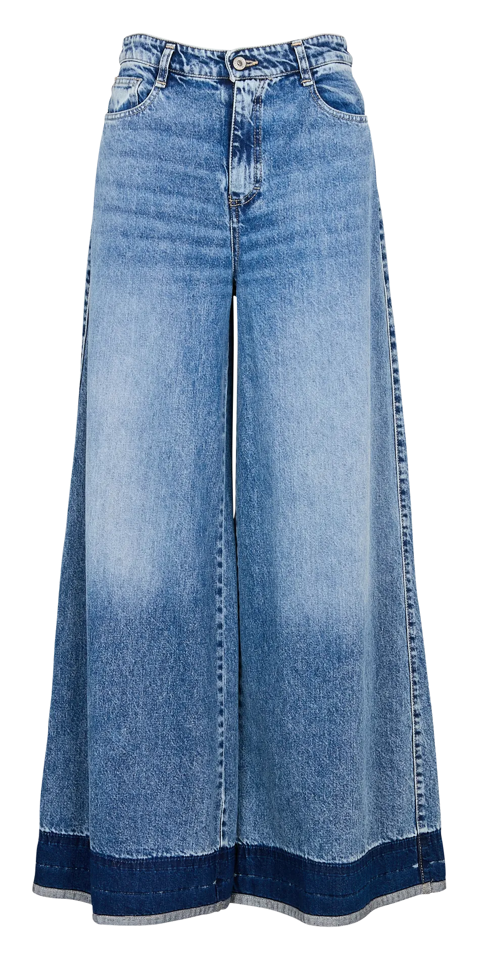 Pantalón ancho de denim en azul