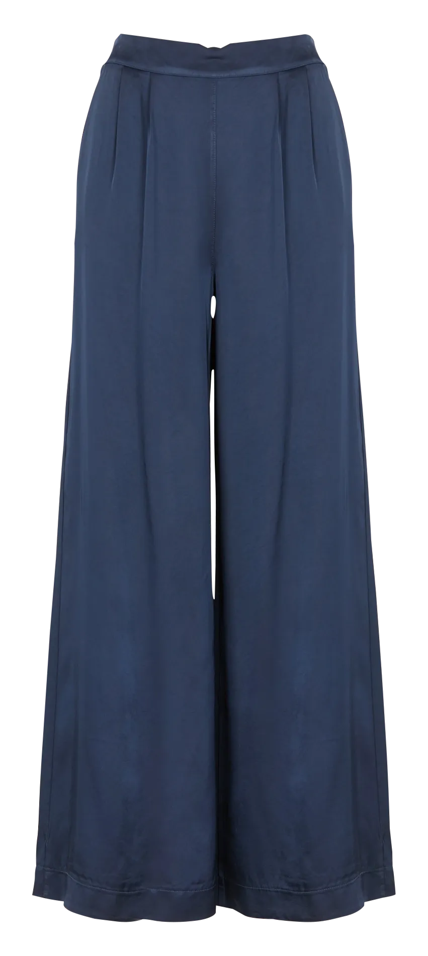 Pantalón ancho satinado en azul