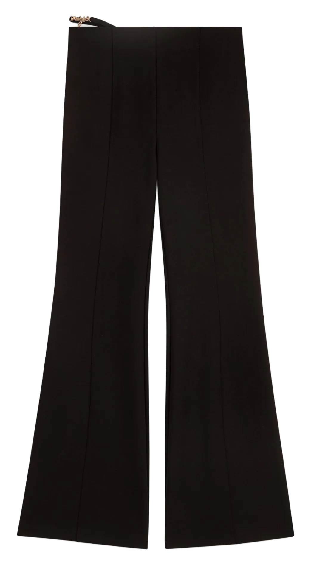 Pantalón evasé de talle alto en negro