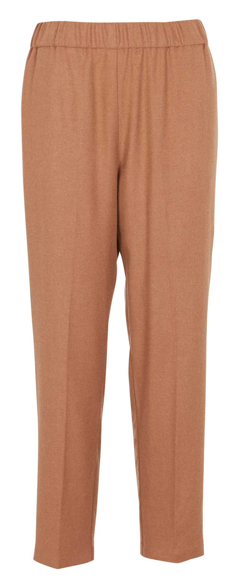 Pantalón tapered de franela de lana en marron