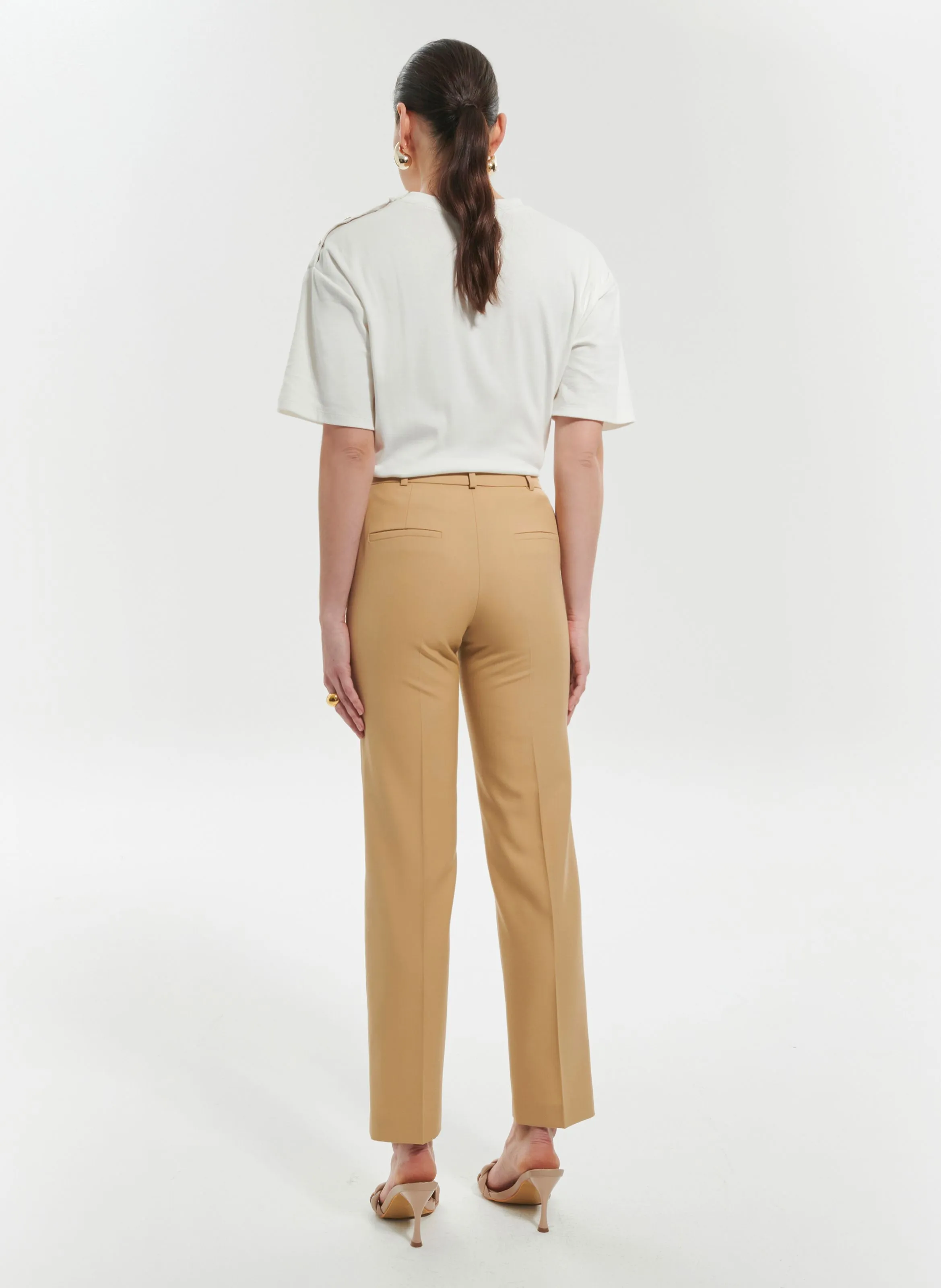 PAUL - Pantalón recto de talle alto en beige