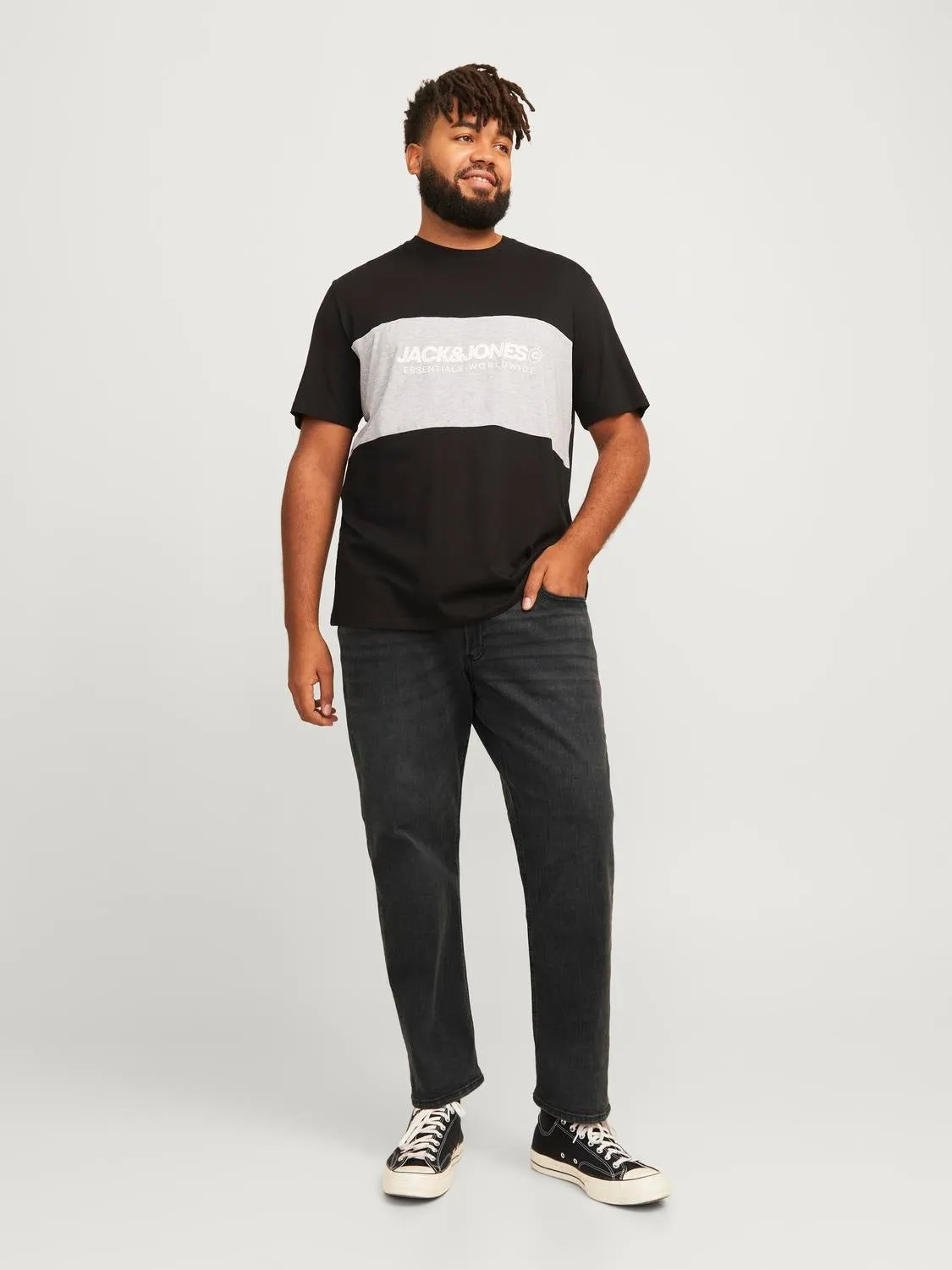 Plus Size JJIGLENN JJORIGINAL MF 772 PLS Vaqueros de corte slim | Negro | Jack & Jones®