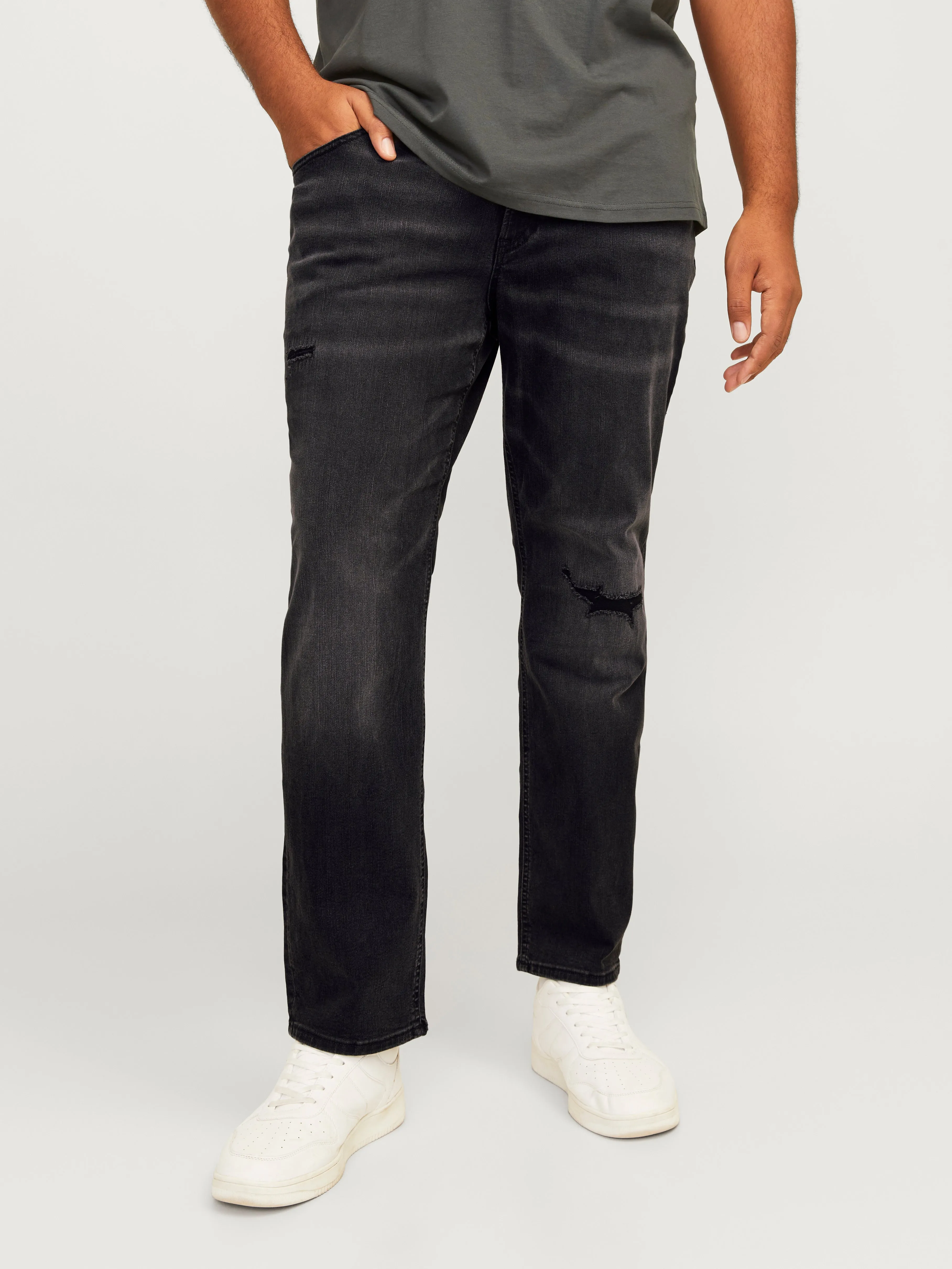 Plus Size JJIGLENN JJORIGINAL SQ 014 PLS Vaqueros de corte slim | Negro | Jack & Jones®