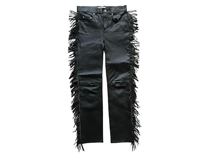 Saint Laurent Pantalones, polainas Negro 