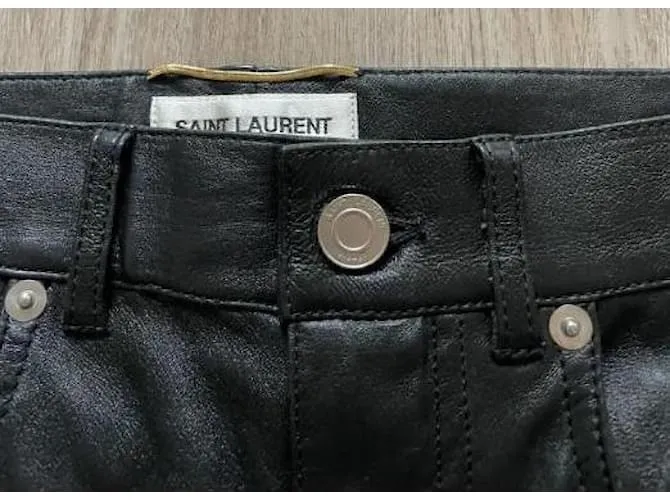 Saint Laurent Pantalones, polainas Negro 