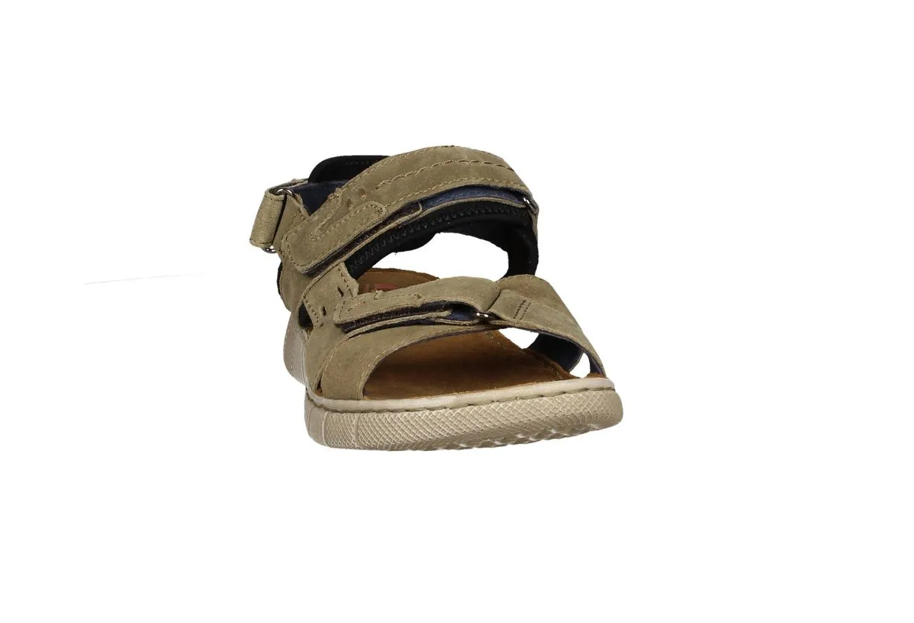 Sandalia Nobuck Taupe Cruzada 3 Velcros