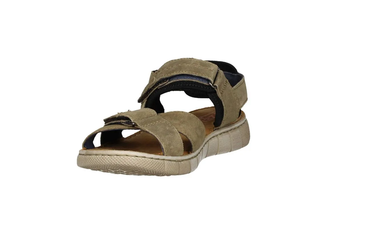 Sandalia Nobuck Taupe Cruzada 3 Velcros