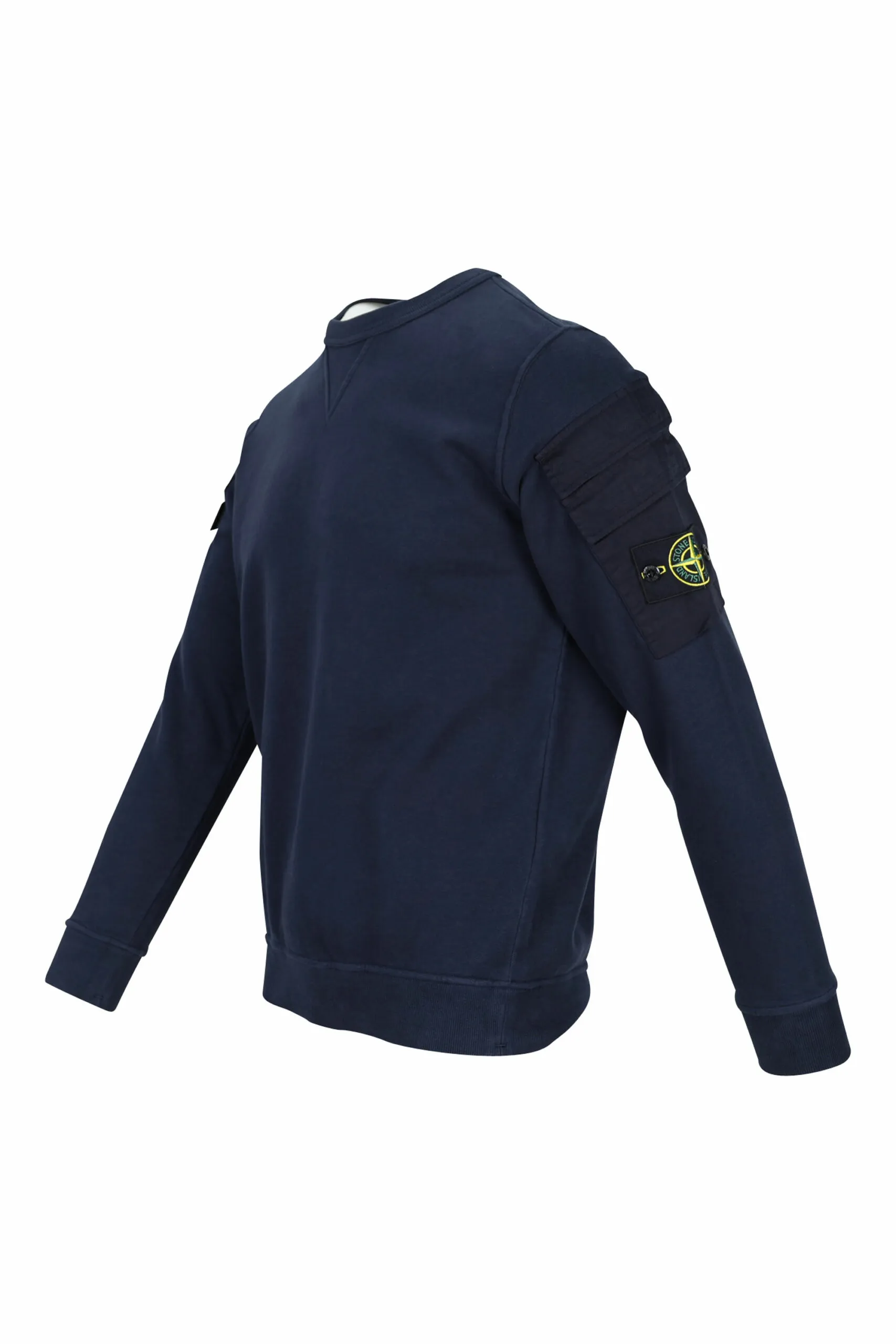 Sudadera azul oscuro con logo parche y cremalleras laterales