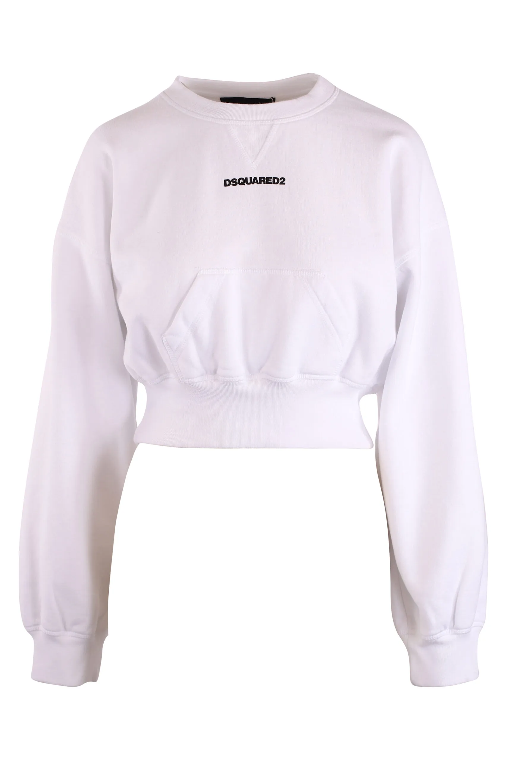 Sudadera blanca con minilogo centrado y mangas anchas