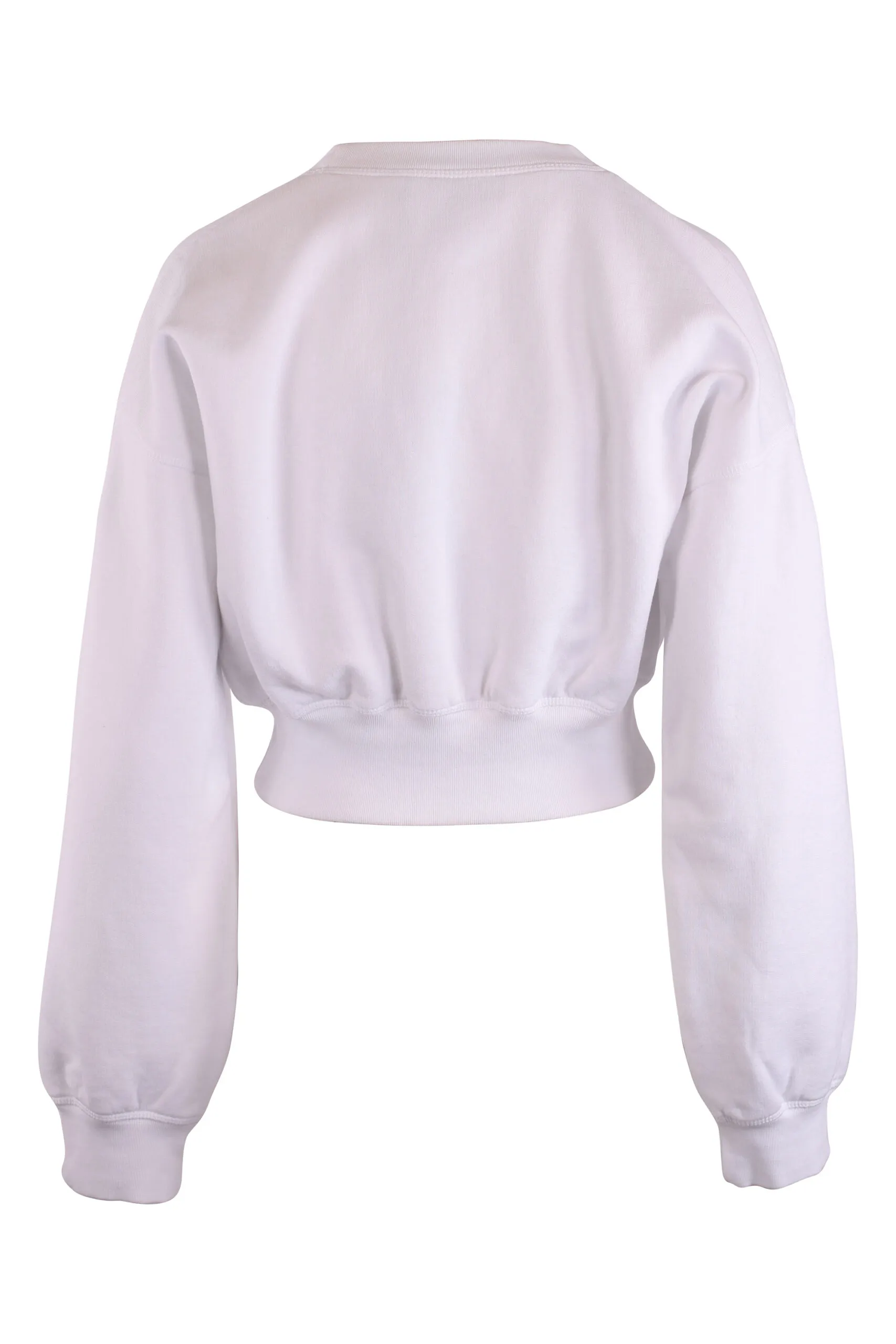 Sudadera blanca con minilogo centrado y mangas anchas